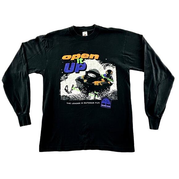 Vintage Mens L Shade Tree‎ PowerSports Open It Up Snowmobile Black Long Sleeve - Picture 1 of 7